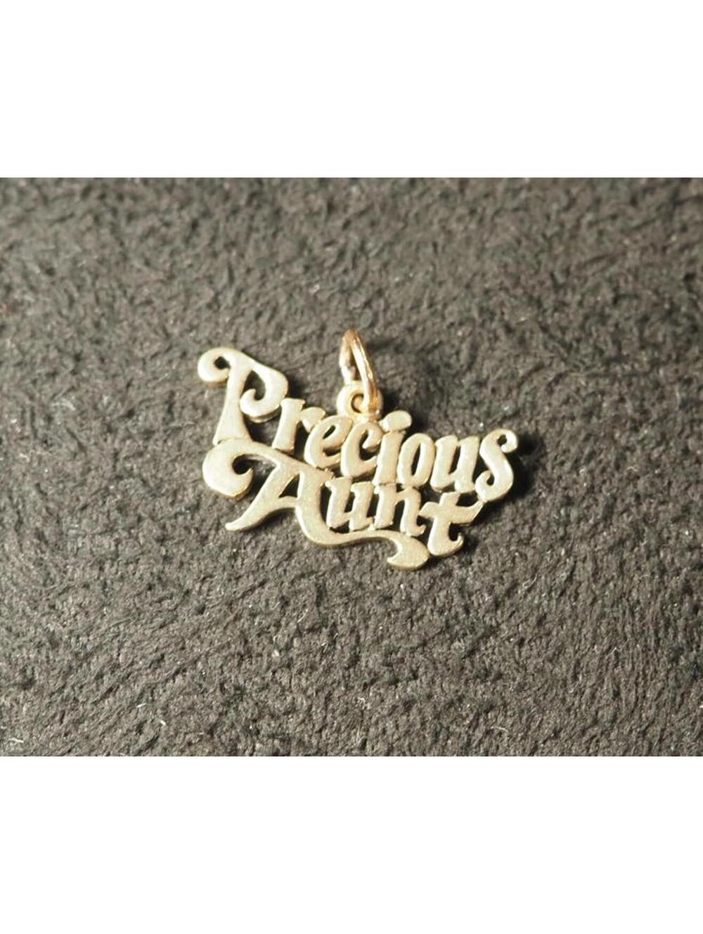 James Avery 14K Yellow Gold "Precious Aunt" Script Charm Pendant Rare Retired